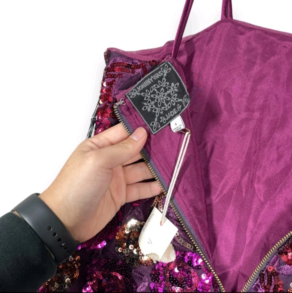 Johnny Was Jade Sequined Mesh Mini Party Dress Boho Chic NWT Size Small - Picture 7 of 11